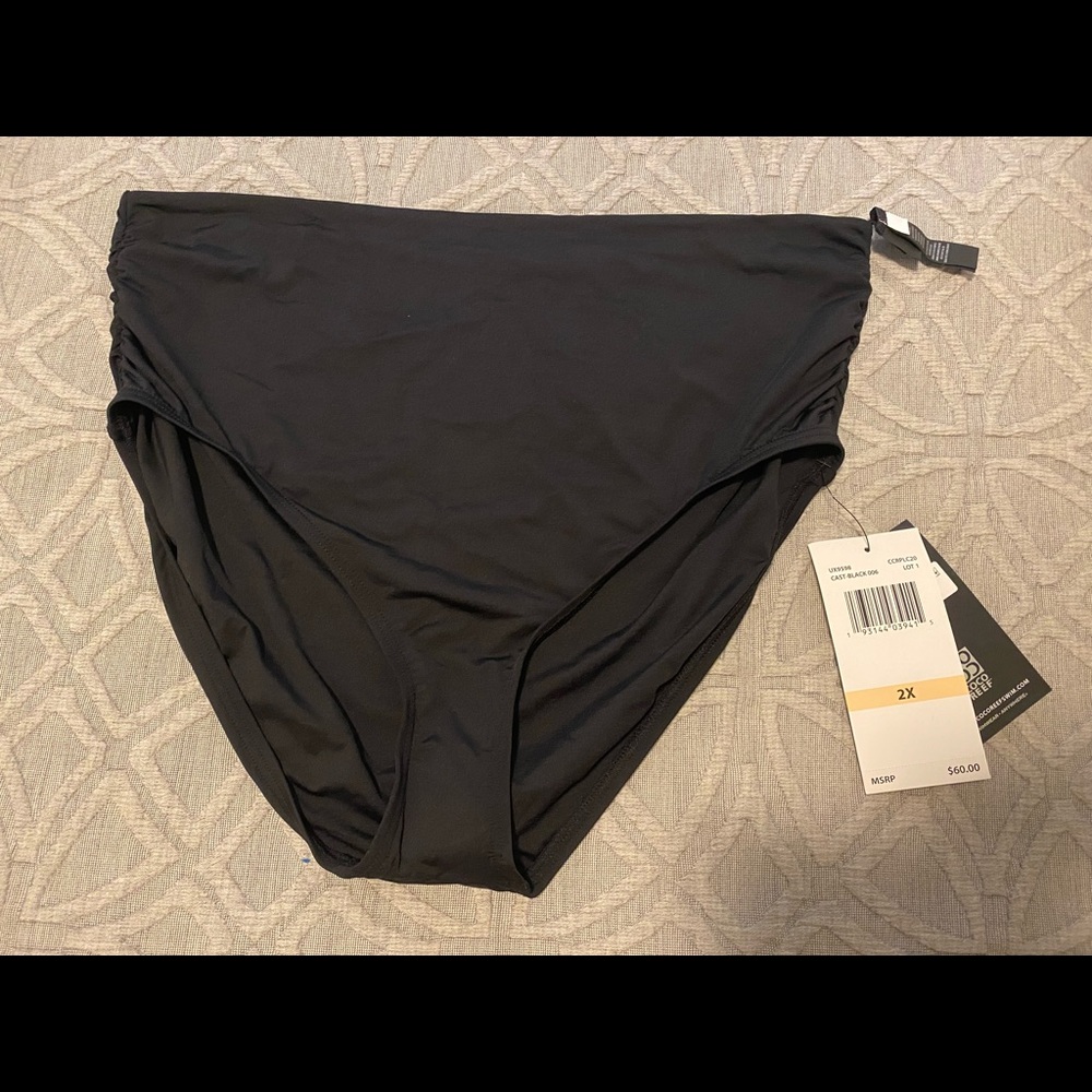 Black High Waisted Foldover Bikini Bottom